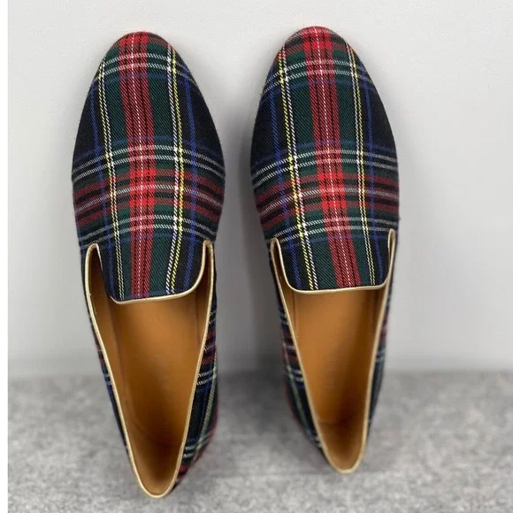 J‎ Crew Factory Plaid Flats Womens 7 Preppy Academic Tartan Slip On Shoes - Picture 5 of 15